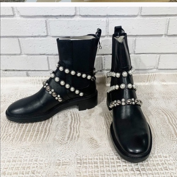 LAST ONE ZARA US 6.5 Pearl strap leather booties - Picture 10 of 16
